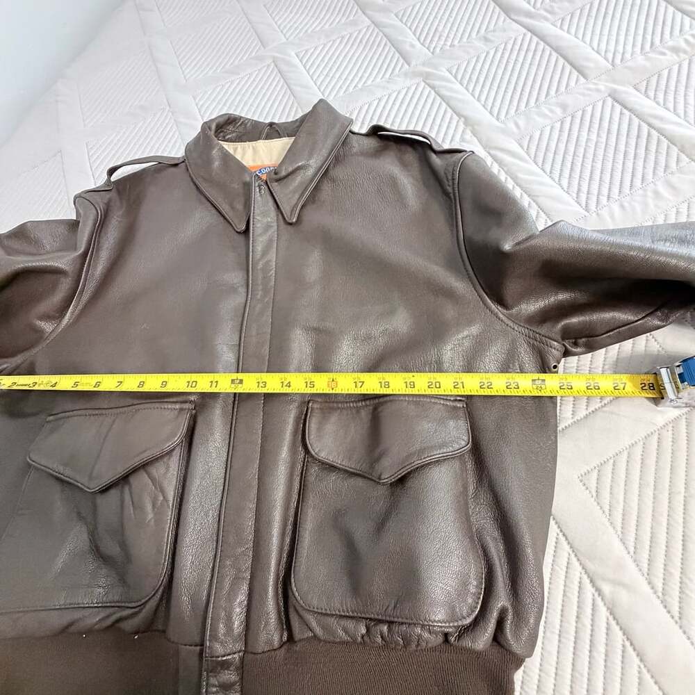 Rare large size 48R Vtg Cooper Type A-2 Flight Jacket Brown Leather WWII Commemo - Picture 8 of 15